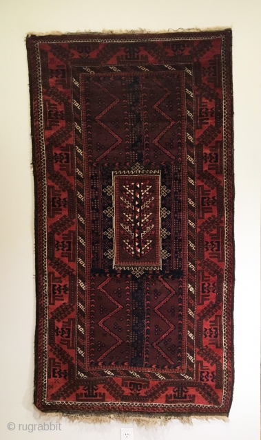 Timuri Baluch Long Rug.  Circa Antique.  Excellent condition.  Full pile.  82x43.  5 colors.  Clean and hand washed.          