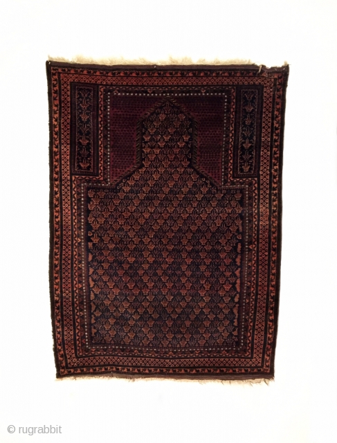 Dokthar-I-Ghazi Prayer Rug.  Afghanistan.  3rd Quarter 19th Century. Very fine weave, possible dowry piece.  Reds have turned to copper.  Excellent condition.  Full pile, soft kurk wool.   ...
