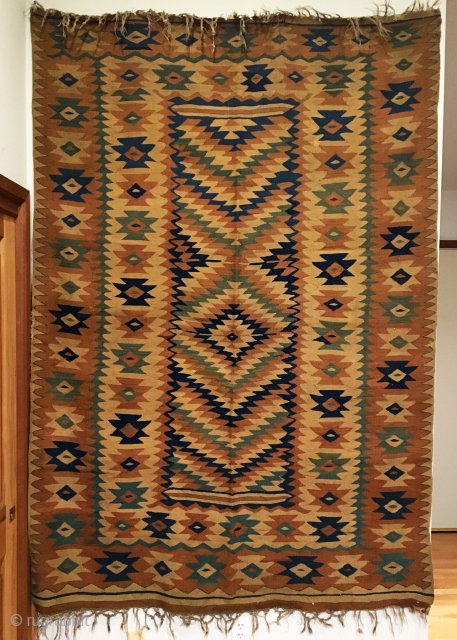 Antique Balkan Kilim. Oldest known Bakamsky or Garabalda design occurs on this type of Balkan Kilim. Woven in the vicinity of Chiprovtsy nw Bulgaria. Documented known design is 18th Century. Our early  ...