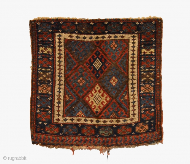 Antique Jaf Kurd Bag Face. Late 19th Century. Great condition considering age with slight loss to both top and bottom. Moderate pile height with floppy handle. 8 colors. 1’9” x 1’10”. Delicately  ...