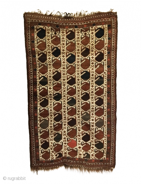 Antique Ersari Beshir Khali Rug. Late 19th Century. Colorful botehs float on white ground field. Full pile. Excellent condition. 2’3 x 4’4. 6 colors. Carefully hand washed. Ready for your floor or  ...