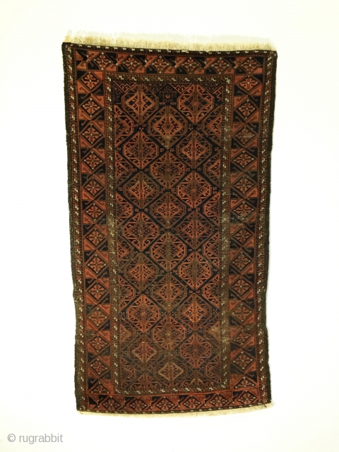 Baluch Timuri rug, Sangtshuli.  Last Quarter 19th Century.  Great condition for its age.  4 colors.  60 x 33.  Clean and hand washed.      