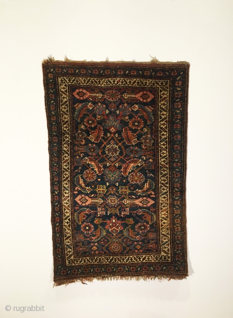 Small Bidjar Rug.  Late 19th Century.  Wool on wool.   No repairs.  Original ends.  Very good condition.  12 colors.  43 x 27in.  Delicately hand  ...