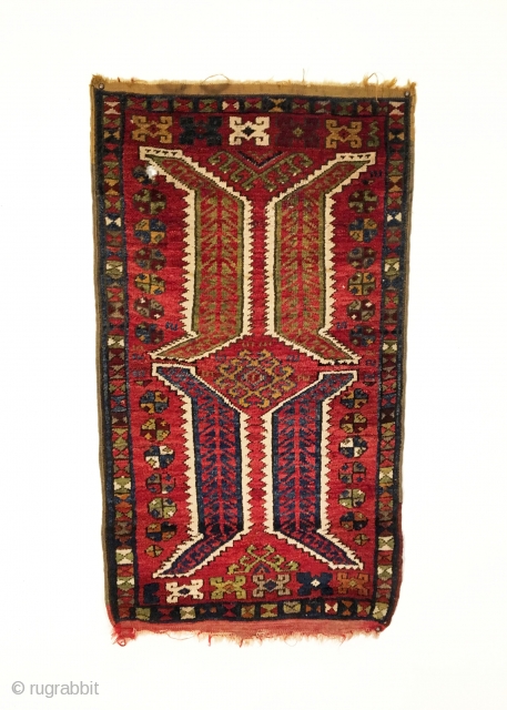 Antique Anatolian Yastik. Last Quarter 19th Century. Excellent condition, all original with one small hole in top left. Saturated colors, glossy wool. 9 colors. 1’11 x 2’5. Delicately hand washed.   