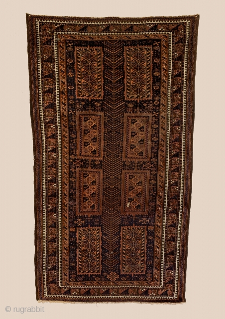 Antique Timuri Rug. Last quarter 19th Century. Fine and rare Timuri small rug with tree totem that dominates field. Buttery soft wool. A miniature main carpet? -- classic main border. Original condition  ...