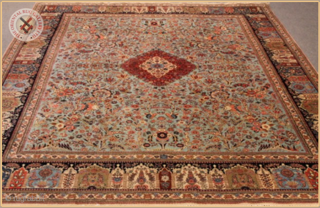 RG1056a
Antique Tabriz carpet circa 1940. signed by thewaever wool on cotton foundation
Very good condition
Size : 3.55m x 2.82m  11`8" x 9`3"           