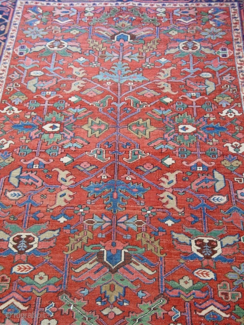 Antique Persian Heriz rug, circa 1900's , 6' x 9"ft. wonderful original condition, professionally hand washed and cleaned ready for floor.            