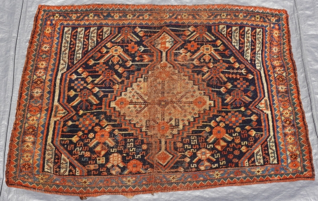 Antique South West Persian Khamseh Face Bag,  ca. 1860-1880, 2'3" x 2'10" (27"x34" inch)                  