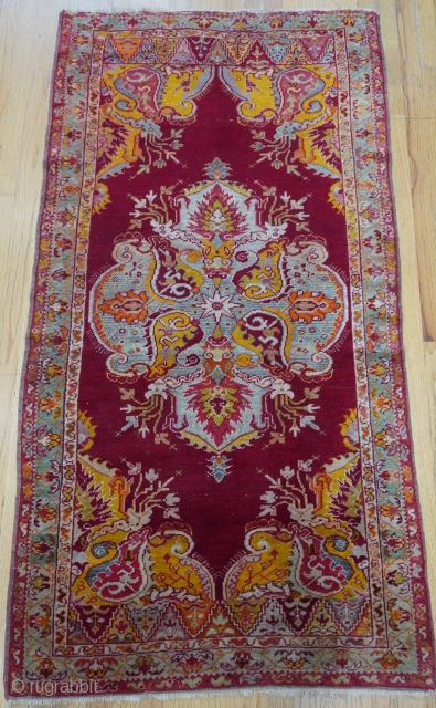 Antique Oushak Turkish rug , 3'2" x 6' (98 x 186 cm.)                     