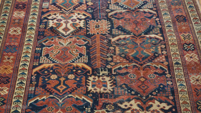 Antique Persian Afshar rug, 19th century, size is 4'2" x 5'7" ft. Please contact: thetriballooms@yahoo.com                  