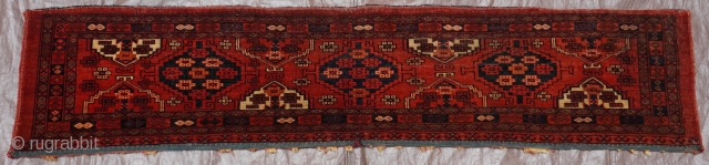 Turkoman Yomud Torba c. 1800-1840 size: 1'2" x 5'5"ft. (36" x 165 cm.) excellent original condition, all vegetable dyes, hand cleaned professionally just recently, very tightly woven (324 kpsi), no repairs.  