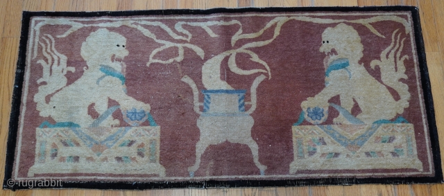 Antique Tibetan Poo Dog rug, size is 2'2" x 4'10" ft.                      