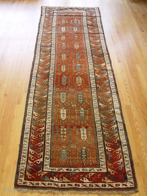 Antique Caucasian Kuba, 3'6" x 11'9", c. 1880's, very good condition, no repairs or restoration, good pile.                