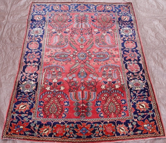 Antique Persian Farahan Sarouk, 3'5" x 4'11" / 104 x 150 (cm) circa 1900, mint original condition.                