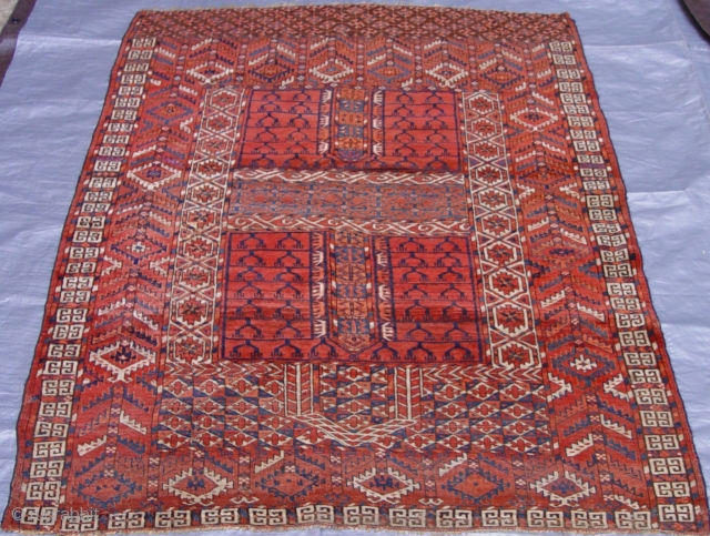 Antique Turkmen Ensi circa 1860's , size: 4'1 x 5'5"ft. 125 x 165 cm.                   