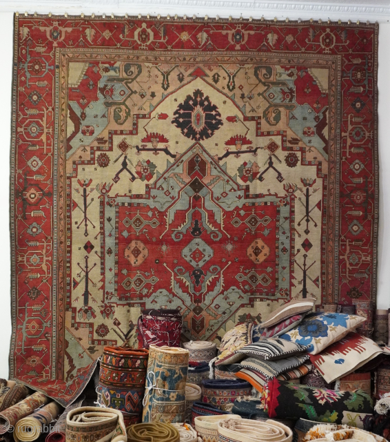 Antique Persian Serapi Rug, Circa 1850s, it is 10'2" x 12'7"ft. wonderful condition.