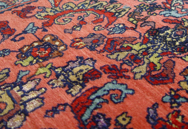 Antique Bijar 19th Century Persian Rug, it is (4.9 x 7 ft.) gorgeous all-over design  with silk and wool pile & wool foundation, offers seven different colors of silk, excellent original  ...