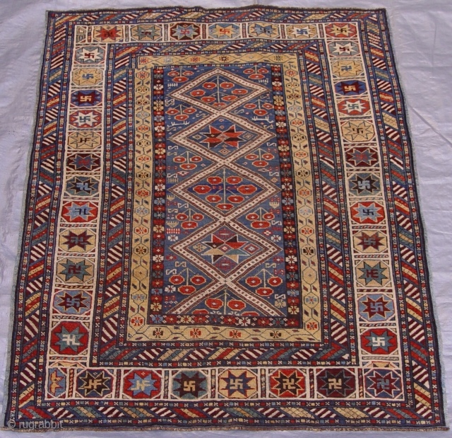 Antique Kuba Caucasian Rug circa 1800-1860's, size 3'8"x 4'9"ft. great condition.                      