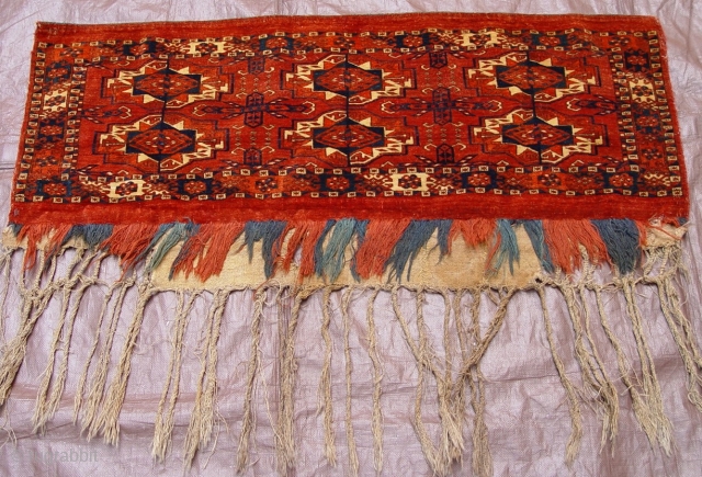 
Antique Turkmen Tekke Torba, ca.1800s-1850s, size is 1.6 x 3.8 ft. or 51 x 112 cm.
great original condition , professionally hand washed.           