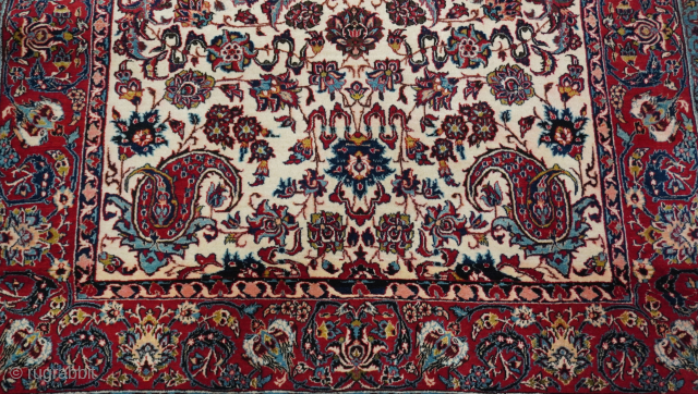 Antique Isfahan Persian Rug 4'8" x 7'ft. super tightly woven, wonderful condition.