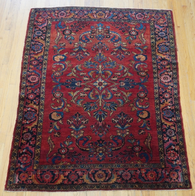 Antique Persian Lilihan handmade rug circa 1880s, size is: 5'4" x 6'6" ft.                    