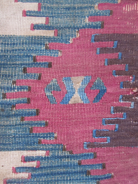 Lovely anatolian kilim, 1850, half, corroded black, beautiful different shades of red/pinks and blue/green blues