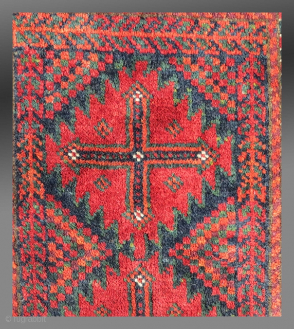 Baluch Balisht, SE Persia, 19th C., 1'5" x 2'6"

Good color, some damage, fine weave with a nice handle

$185 incl. domestic USA shipping           