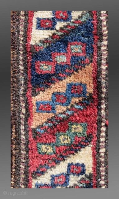 Baluch Animal Trapping/Band, SE Persia, 19th C., 4" x 8'8"

No one has satisfactorily explained or depicted the exact function of these bands but it is safe to assume they served some special  ...