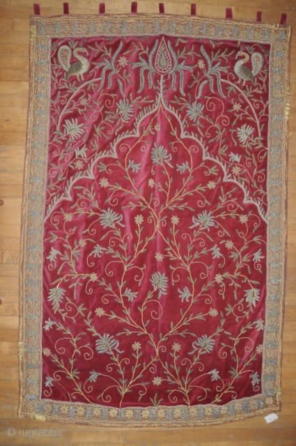 Temple Valance.
Metallic thread on velvet.
Early 20th century.
Rajasthan or Gujarat, India
47x 71 inches                     