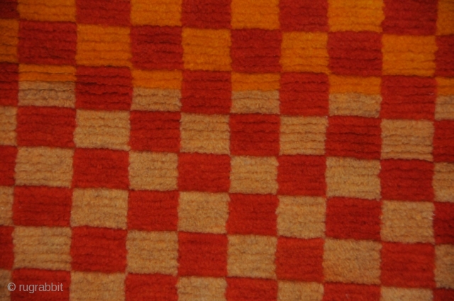 Checkerboard Khaden Sleeping Carpet
Cotton foundation. 
Tibet
Circa 1930
32x67                          