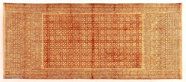 Ceremonial shoulder cloth - Kain Prada, Palembang, Sumatra. Entirely covered in gold leaf, back also gorgeous in lawon style, - belonged to noblewoman. Size: 210x89cm. 19th c. see www.tinatabone.com    