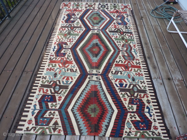 SOLD!  Large Anatolian Kelim Fragment---possibly Aydin?  5 x 10 feet
$400 plus shipping
SOLD--thank you                  