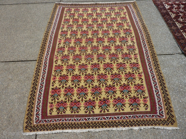 Extremely Decorative Semi-Antique Bijar (?) Kilim  9'4" by 78"                       