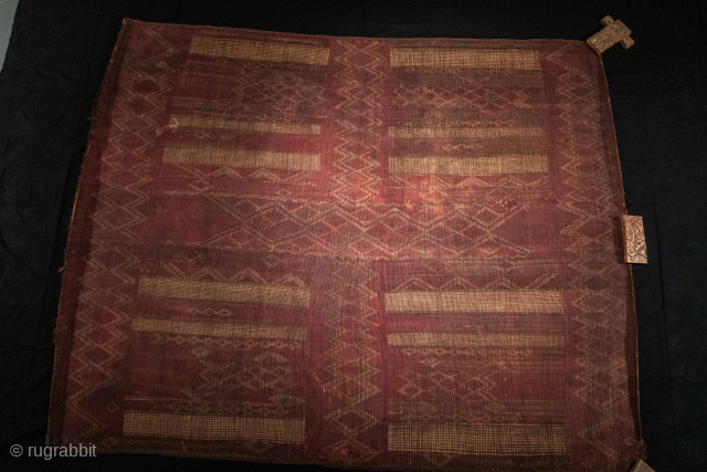 Mid-20th Century Moroccan Tuareg Mat, 200x250 cm, handwoven leather and reed in good conditions. For enquiries please contact me at tommaso.rugrabbit@gmail.com 
Thank you very much        