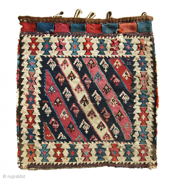 Very old, colorful, antique Shahsavan killim bag, it has very old back killim, very gorgeous piece in bargain price.              