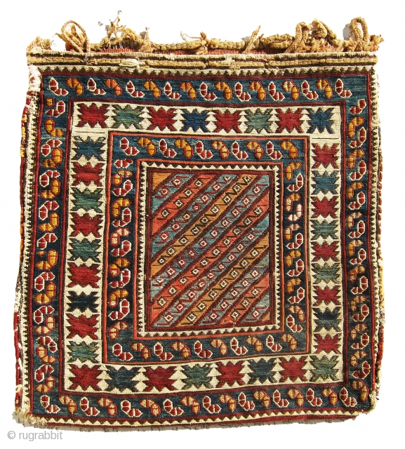 Lovely antique shahsavan sumac bag in stripe design, good colors, age and condition. EXTRA $50 OF                 