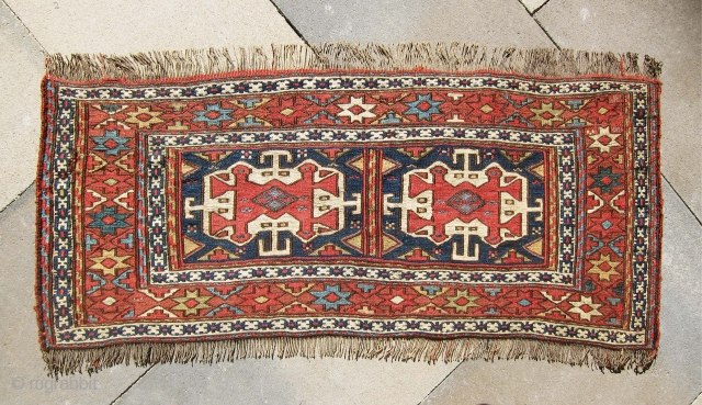 Another very old and unique sumac panel from Shahsavan region, great and bold design, size 3'-2"x1'-7".                 