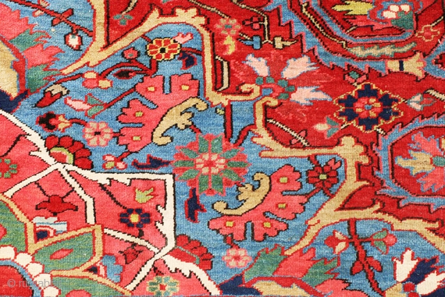 extremely gorgeous, sublime large Heriz rug with unique design and very bright and gorgeous colors. It is from 1920 but still is in perfect condition. Very hard to find a Heriz at  ...