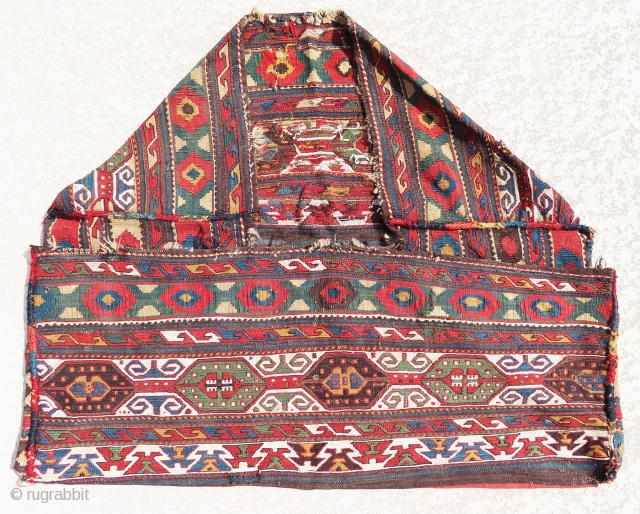 Another great and gorgeous antique Shahsavan complete mafrash in two different weave techniques, (killim and sumac) wonderful piece of art, great design and outstanding colors, all colors are natural. great condtion with  ...