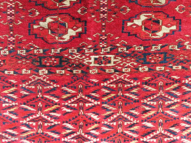 Super fine, very tight weave Turkoman chivalry which was made 19th century. Extremely fine and soft wool including outstanding color combination make this rug so powerful. The wool is extremely soft and  ...
