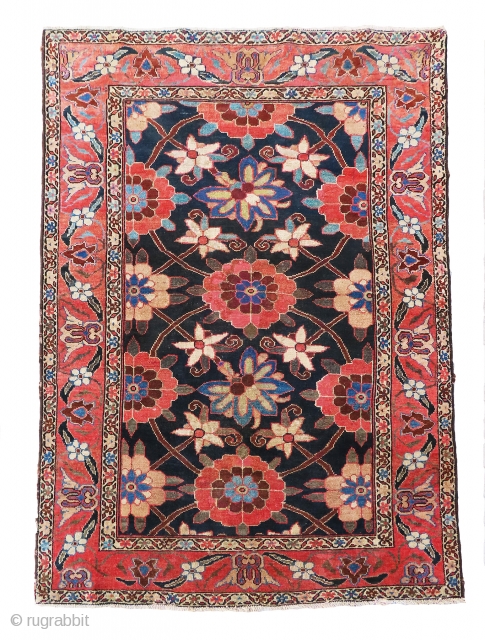 Absolutely gorgeous, antique Hamedan?? LARGE Mina khani design rug which was made with outstanding color combination. There are some small repilling areas at the field which are shown at the photos. The  ...