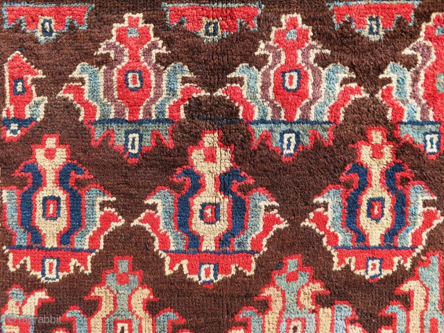 Extremely rare, gorgeous Hashtrood tribal rug in great color combination and design. The pile is good mostly at upper part, there are some repilling areas at the field which done by good  ...