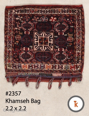 #2357 Khamseh Bag 2ft.-2in wide by 2ft.-2in long - ca. 1900 Southern Persian, excellent condition.                  