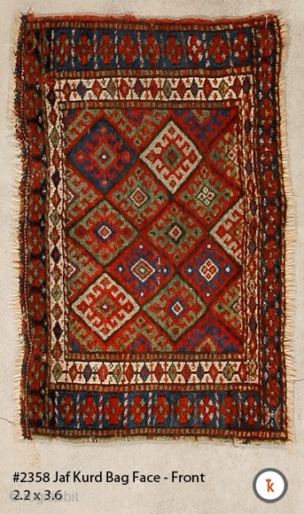 #2358 Jaf Kurd Bag Face, 2ft.-2in. wide by 3ft.-6in. long - ca. 1900 very good overall condition                