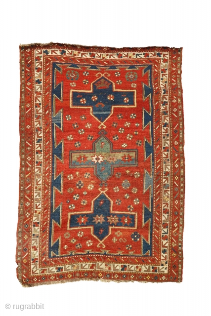 Caucasian Rug.  Wool on wool with primary colors.  Condition: Good;  4'3" (129.54 cm) x 6' (182.88 cm).

Please contact: zeigercap@gmail.com for further inquiries        