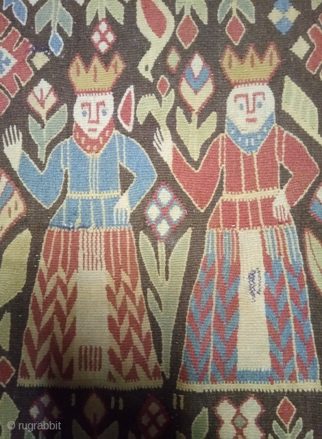 Antique Norwegian kilim, no: 404, size: 60*59cm, pictorial design, wall hangings.                      