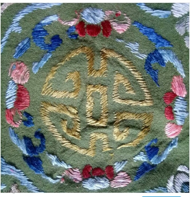 Chinese pillow embroidery silk on felt, size: 33*29cm.                         