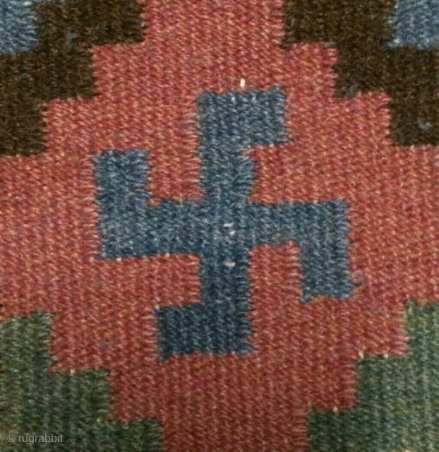 Swedish kilim, swastika design, size: 49*48 cm                          