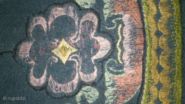 Antique pillow Swedish embroidery, no: 212, size: 71*54cm, 19th century, wool on wool, all natural colors.                 