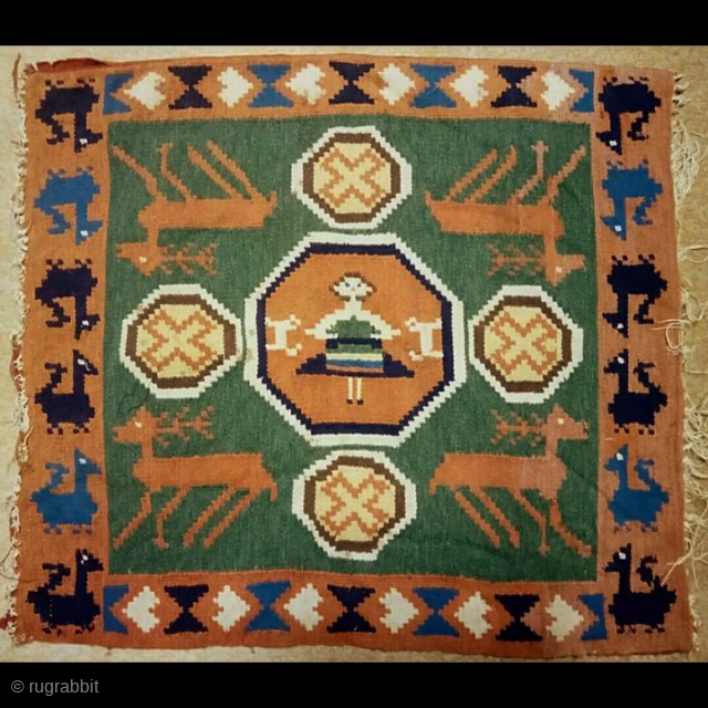 Swedish röllakan cushion kilim,  size: 63*57 cm, This is a museum piece                    